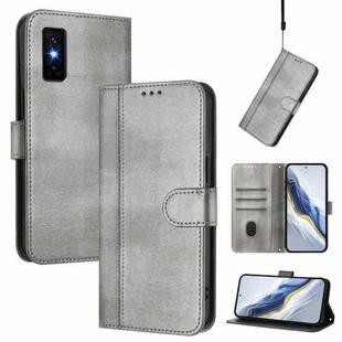 For Infinix GT 30 Pro Line Splicing Buckle Retro Leather Phone Case(Grey)
