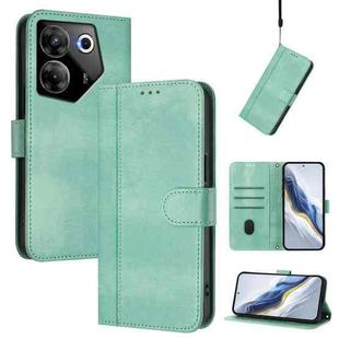 For Tecno Camon 20 Pro 5G Line Splicing Buckle Retro Leather Phone Case(Mint)