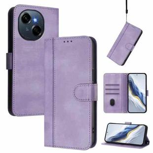 For Tecno Spark Go 1S / Go 2025 Line Splicing Buckle Retro Leather Phone Case(Purple)