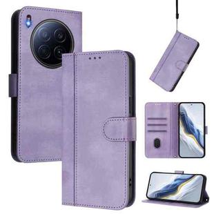 For Tecno Camon 40 Premier Line Splicing Buckle Retro Leather Phone Case(Purple)