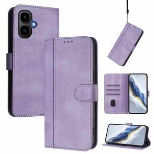 For Tecno Pop 10 / Infinix Smart 10 4G Line Splicing Buckle Retro Leather Phone Case(Purple)