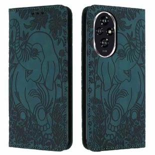 For Honor 200 Retro Elephant Embossed Leather Phone Case(Green)