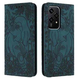 For Honor 200 Lite Global Retro Elephant Embossed Leather Phone Case(Green)