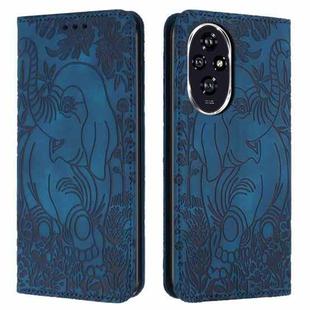 For Honor 200 Pro Retro Elephant Embossed Leather Phone Case(Blue)