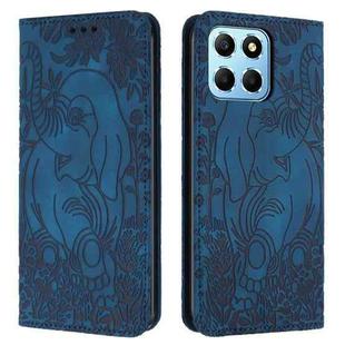 For Honor X6 4G Retro Elephant Embossed Leather Phone Case(Blue)