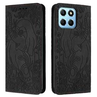 For Honor X6 4G Retro Elephant Embossed Leather Phone Case(Black)