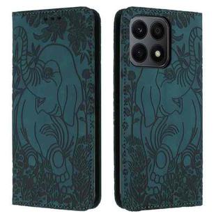 For Honor X8a Retro Elephant Embossed Leather Phone Case(Green)