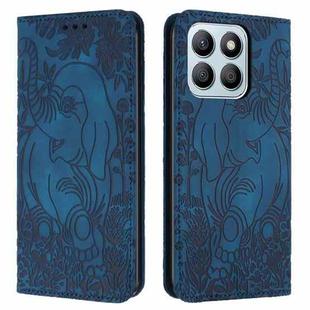 For Honor X8b Retro Elephant Embossed Leather Phone Case(Blue)