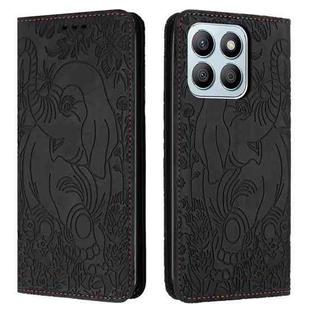 For Honor X8b Retro Elephant Embossed Leather Phone Case(Black)