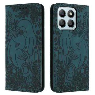 For Honor X8b Retro Elephant Embossed Leather Phone Case(Green)