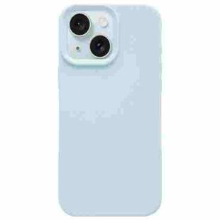 For iPhone 15 Plus Dopamine Simple Imitation Liquid Silicone Phone Case(Cream Blue)
