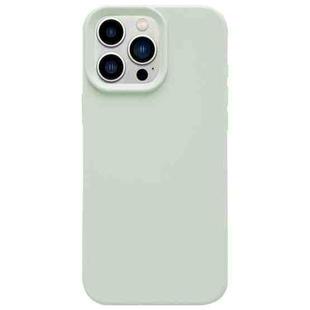 For iPhone 13 Pro Max Dopamine Simple Imitation Liquid Silicone Phone Case(Milk Green)