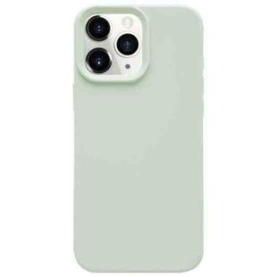 For iPhone 11 Pro Max Dopamine Simple Imitation Liquid Silicone Phone Case(Milk Green)