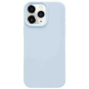 For iPhone 11 Pro Max Dopamine Simple Imitation Liquid Silicone Phone Case(Cream Blue)