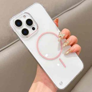 For iPhone 12 Pro Half Frame Transparent PC MagSafe Phone Case(Pink)