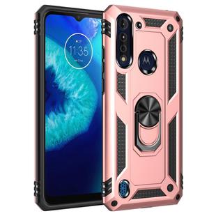 For Motorola Moto G8 Power Lite Shockproof TPU + PC Protective Case with 360 Degree Rotating Holder(Rose Gold)
