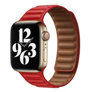 For Apple Watch Ultra 49mm&Watch Ultra 2 49mm / Series 9&8&7 45mm / SE 3&SE 2&6&SE&5&4 44mm / 3&2&1 42mm Leather Watch Band (Red)