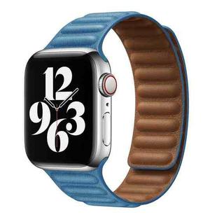 For Apple Watch Series 9&8&7 41mm / SE 3&SE 2&6&SE&5&4 40mm / 3&2&1 38mm Leather Watch Band (Chrysanthemum Blue)