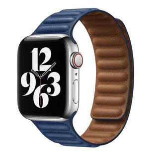 For Apple Watch Series 9&8&7 41mm / SE 3&SE 2&6&SE&5&4 40mm / 3&2&1 38mm Leather Watch Band (Midnight Blue)