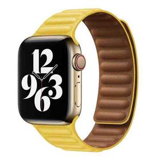 For Apple Watch Series 9&8&7 41mm / SE 3&SE 2&6&SE&5&4 40mm / 3&2&1 38mm Leather Watch Band (Light Yellow)