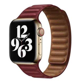 For Apple Watch Series 9&8&7 41mm / SE 3&SE 2&6&SE&5&4 40mm / 3&2&1 38mm Leather Watch Band (Wine Red)