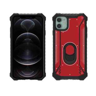 For iPhone 12 / 12 Pro Shockproof Metal + TPU + PC Combination Case with Ring Holder(Red)