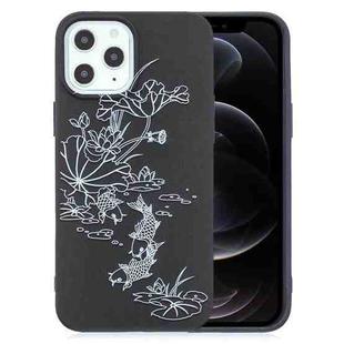 For iPhone 12 / 12 Pro Painted Pattern Soft TPU Case(Lotus Pond)