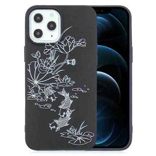 For iPhone 12 Pro Max Painted Pattern Soft TPU Case(Lotus Pond)