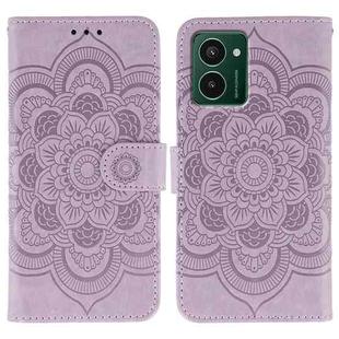 For HMD Pulse Pro Sun Mandala Embossing Pattern Phone Leather Case(Purple)