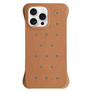 For iPhone 16 Pro Max Solid Color Holes Heat Dissipation PC Shockproof Phone Case(Brown)