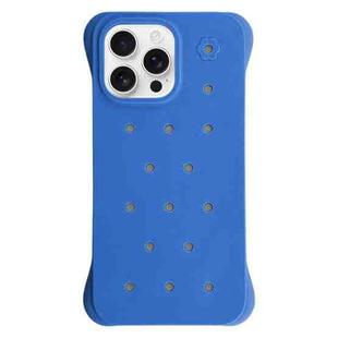 For iPhone 16 Pro Solid Color Holes Heat Dissipation PC Shockproof Phone Case(Blue)