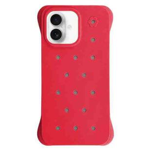 For iPhone 16 Plus Solid Color Holes Heat Dissipation PC Shockproof Phone Case(Red)