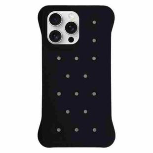For iPhone 15 Pro Max Solid Color Holes Heat Dissipation PC Shockproof Phone Case(Black)