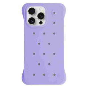 For iPhone 15 Pro Solid Color Holes Heat Dissipation PC Shockproof Phone Case(Purple)