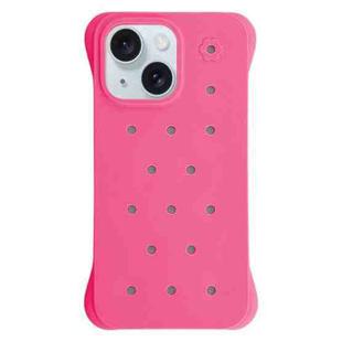 For iPhone 15 Solid Color Holes Heat Dissipation PC Shockproof Phone Case(Rose Red)