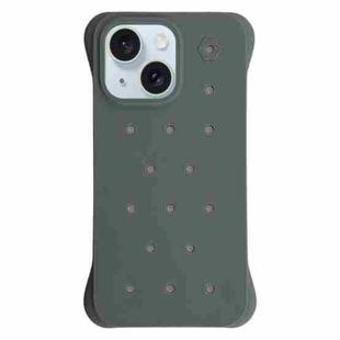 For iPhone 15 Solid Color Holes Heat Dissipation PC Shockproof Phone Case(Grey)