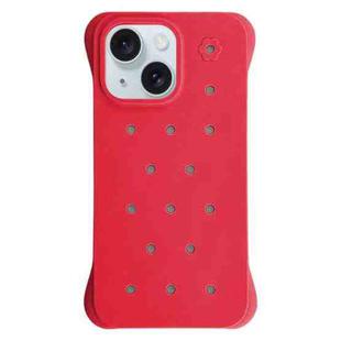 For iPhone 15 Solid Color Holes Heat Dissipation PC Shockproof Phone Case(Red)