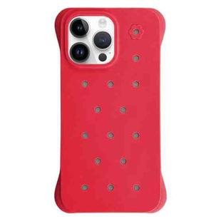 For iPhone 14 Pro Max Solid Color Holes Heat Dissipation PC Shockproof Phone Case(Red)