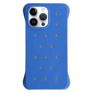 For iPhone 14 Pro Max Solid Color Holes Heat Dissipation PC Shockproof Phone Case(Blue)