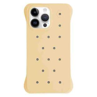 For iPhone 14 Pro Solid Color Holes Heat Dissipation PC Shockproof Phone Case(Yellow)