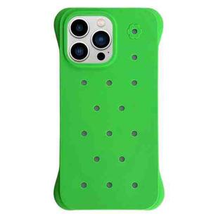 For iPhone 13 Pro Max Solid Color Holes Heat Dissipation PC Shockproof Phone Case(Green)