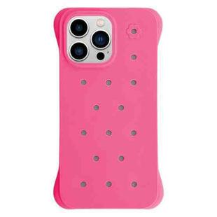 For iPhone 13 Pro Max Solid Color Holes Heat Dissipation PC Shockproof Phone Case(Rose Red)
