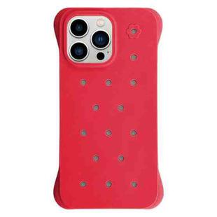 For iPhone 13 Pro Max Solid Color Holes Heat Dissipation PC Shockproof Phone Case(Red)