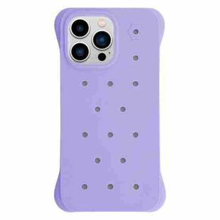 For iPhone 13 Pro Max Solid Color Holes Heat Dissipation PC Shockproof Phone Case(Purple)