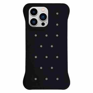 For iPhone 13 Pro Max Solid Color Holes Heat Dissipation PC Shockproof Phone Case(Black)