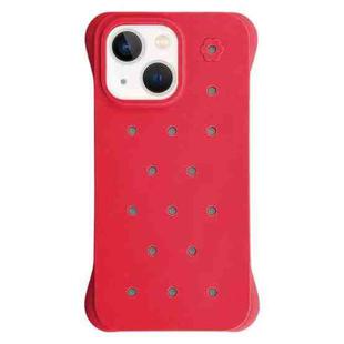 For iPhone 13 Solid Color Holes Heat Dissipation PC Shockproof Phone Case(Red)