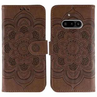 For Nothing Phone 3a Sun Mandala Embossing Pattern Phone Leather Case(Brown)