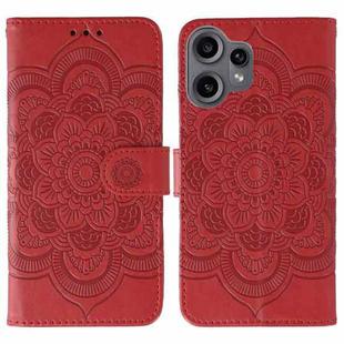 For Nothing CMF Phone 2 Pro Sun Mandala Embossing Pattern Phone Leather Case(Red)