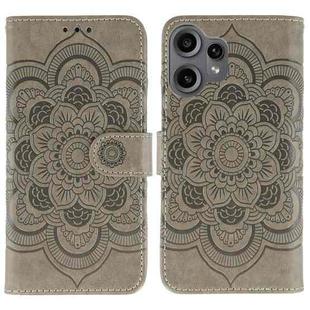 For Nothing CMF Phone 2 Pro Sun Mandala Embossing Pattern Phone Leather Case(Grey)