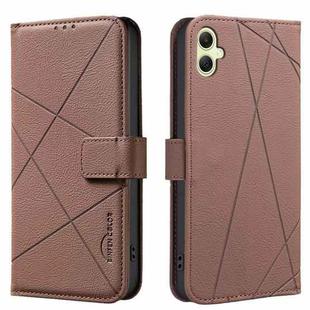 For Samsung Galaxy A05S Geometric Pattern RFID Leather Phone Case(Brown)